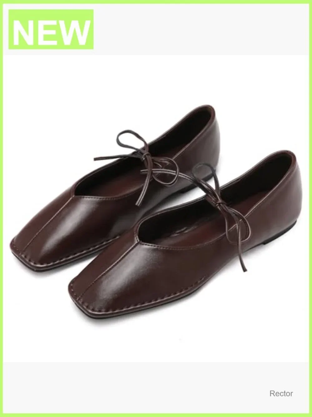 Lace Up Square Toe Ballet Flats Bow Slip On Mary Jane Flats Cute Ballerina Shoes - Picture 4 of 7